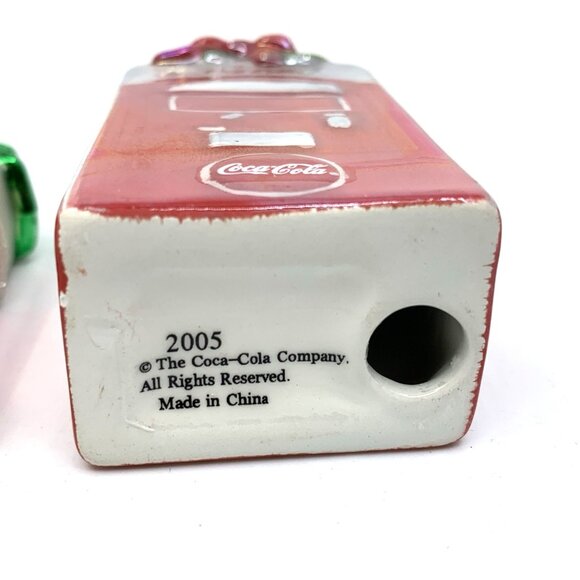 3 Coca-Cola Coke Vending Machine Ornaments Vintage Glitter Porcelain Metal Vtg - Picture 11 of 11